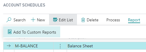 Account Schedules Custom Reports