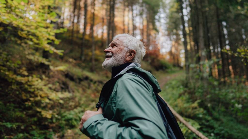 Senior man in his 70s enjoying the outdoors