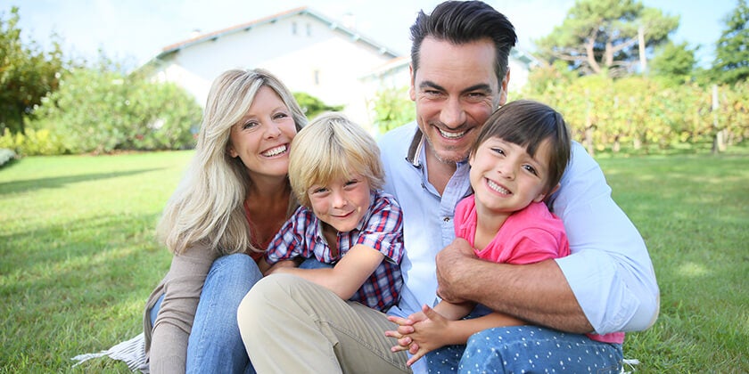 Australian family together outdoors
