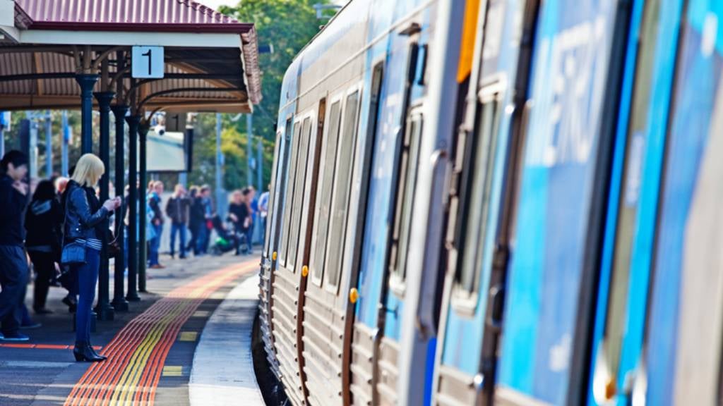 Passengers waiting on a platform about to board a train.