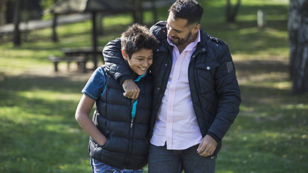father and son in the park