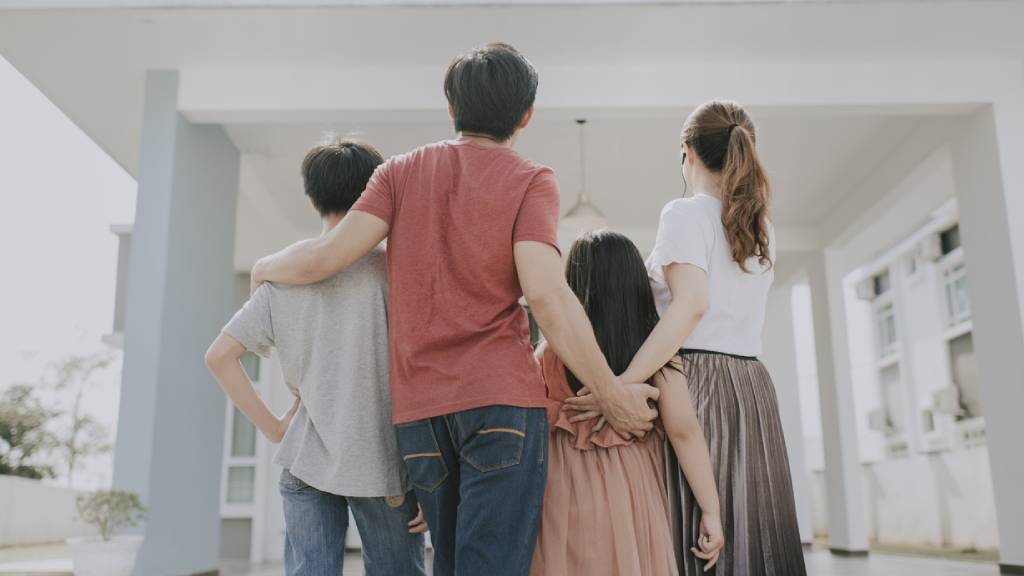Mum, dad and two kids purchase a new home