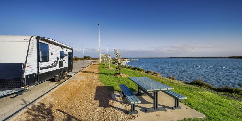 caravan park overlooking australian shore