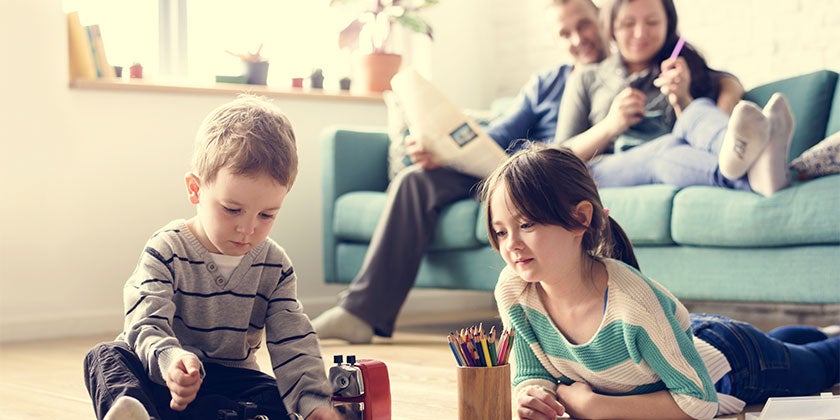 parents at home with children