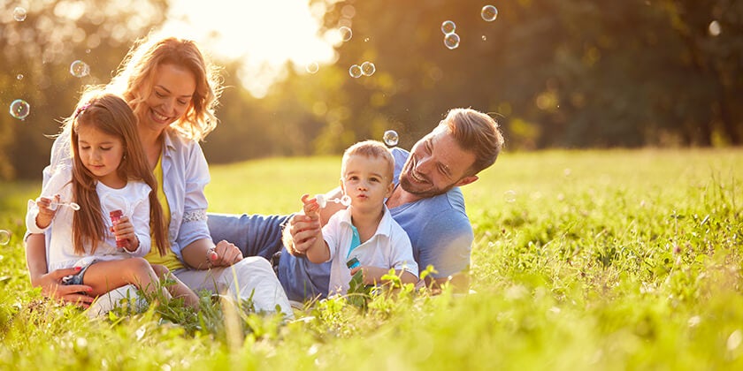 Australian family enjoying life in park 