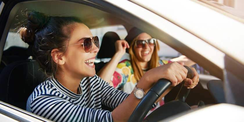 young women driving 