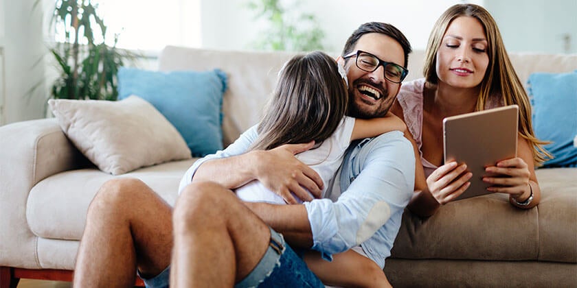 family enjoying time off at home