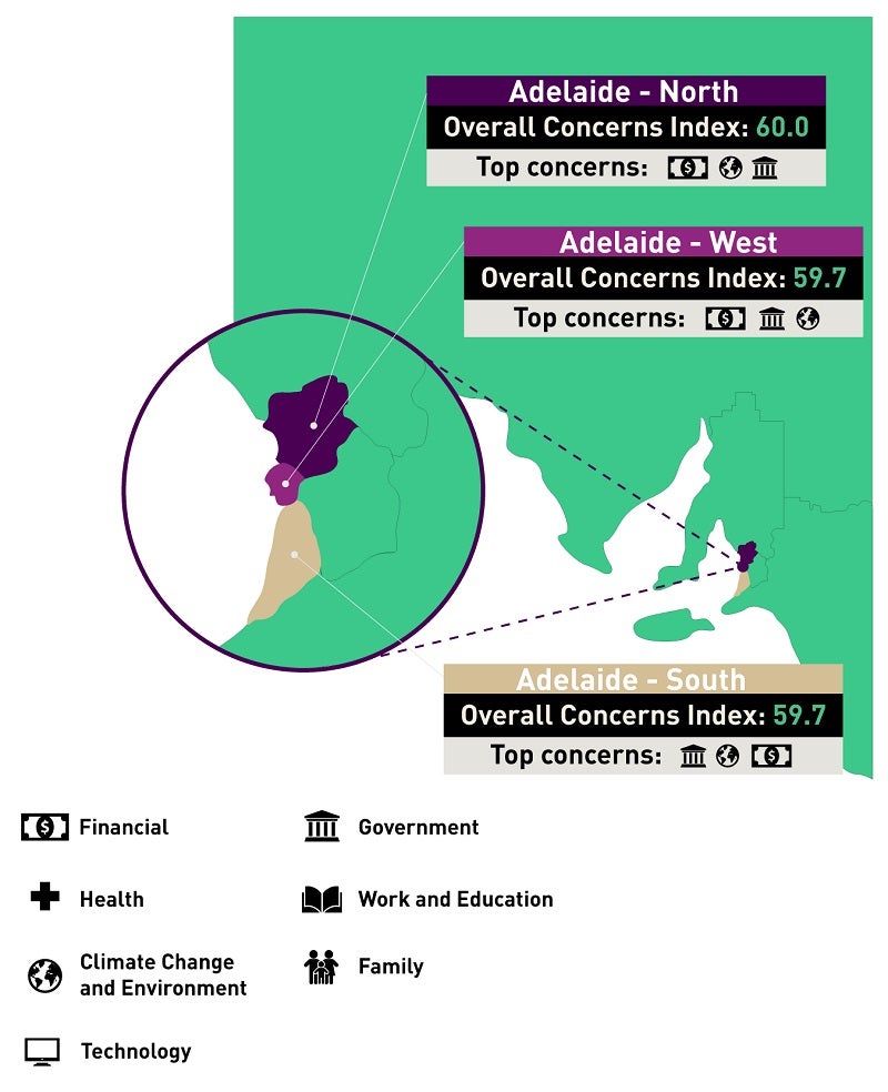 A map highlighting issues in South Australia