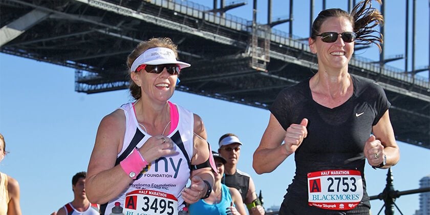 Runner Lisa McEvoy finishing the Real Insurance Sydney Harbour 10k run 