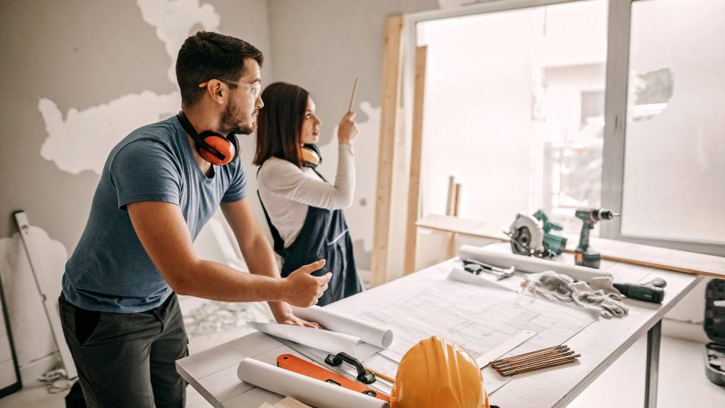 young couple renovating their home 