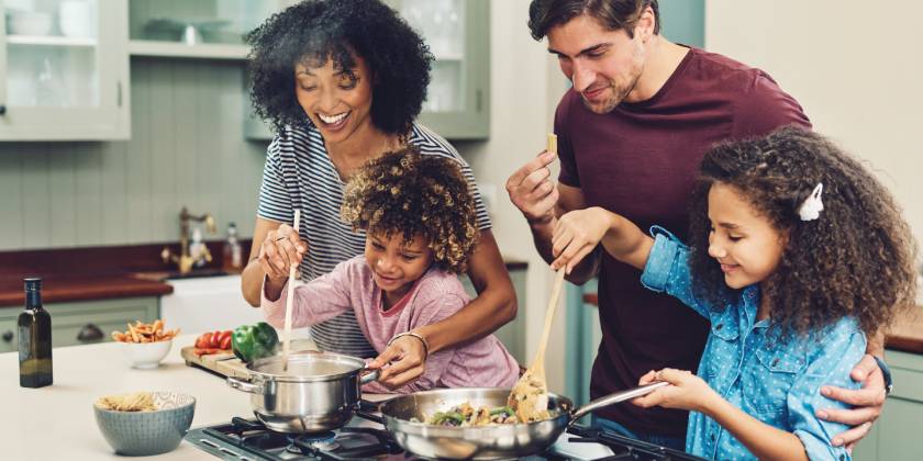 family cooking together
