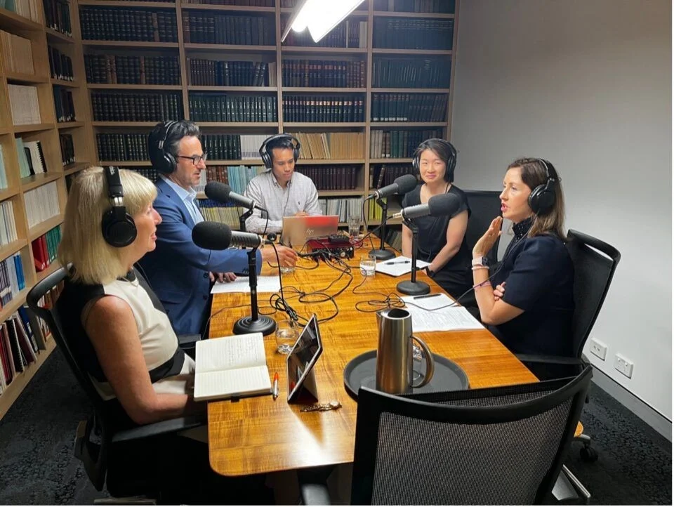 Douglas and his co-host Jan Swinhoe interviewing guests for Investment Ideas podcast in 2024