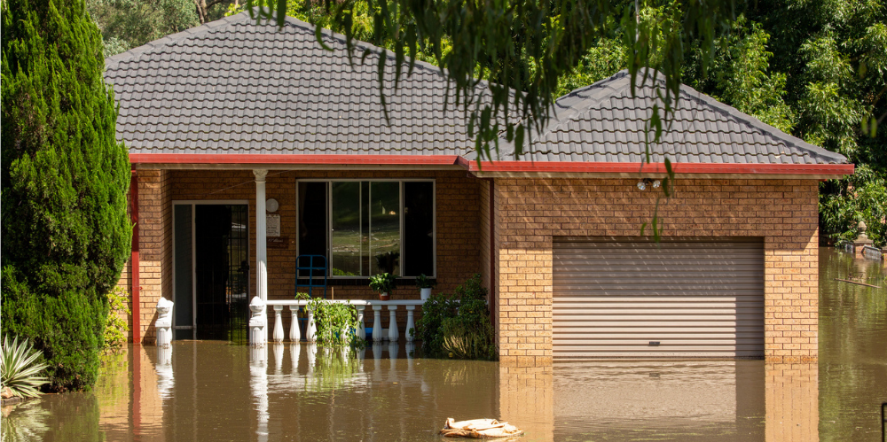 Home in floodwater.