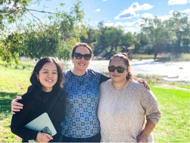 Professor Heidi Norman (C), with her team Therese Apolonio (L) and Nghaeria Roberts (R)