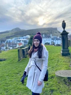 Sophia travelling in Edinburgh, Scotland.