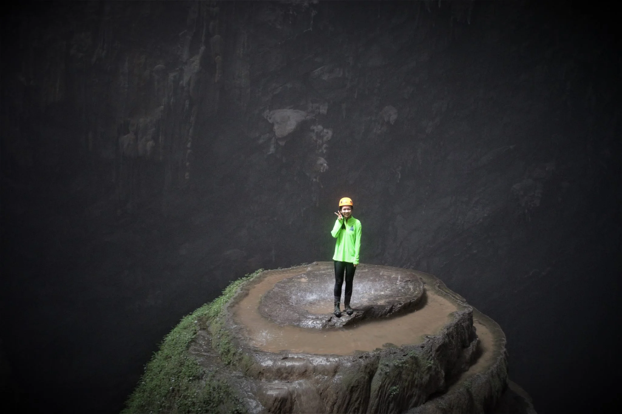 On a stalagmite at Son Doong Cave.