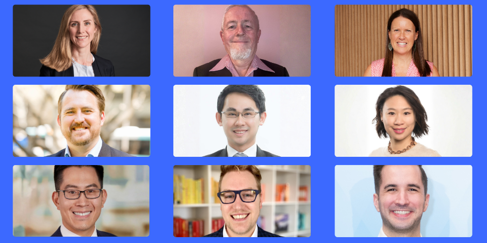 A grid of nine images that contain screenshot of the 2026 Volunteer of the Year Award winners against a blue background