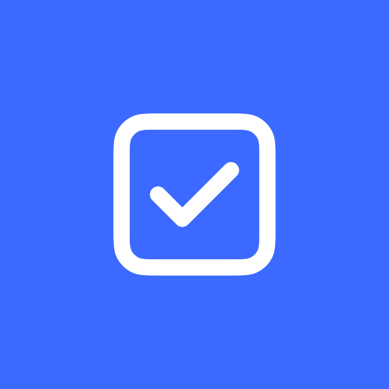 Check square white on blue background.