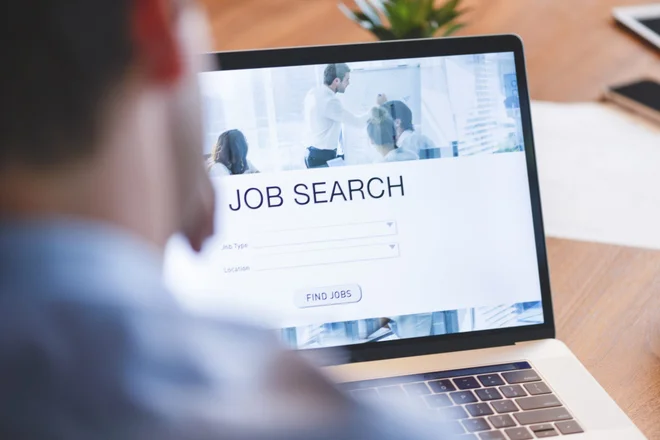 Photo of someone on a job search on their laptop