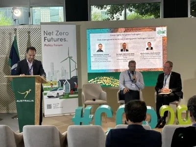 A green hydrogen presentation at the Australia pavilion
