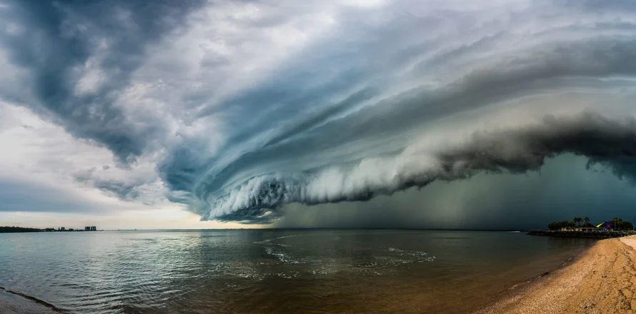 Storm cloud forming over an Australian beach.