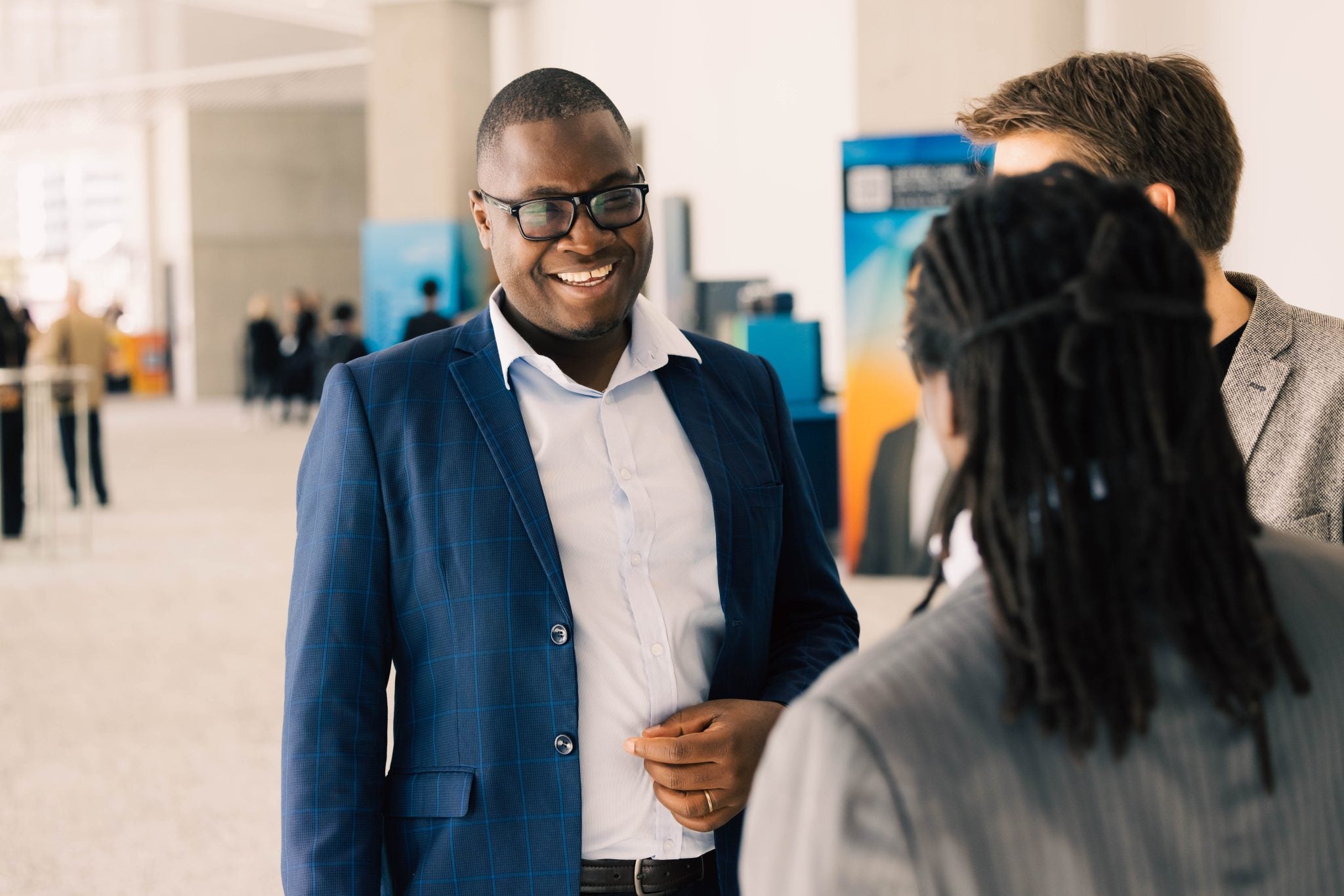 Group of friends or colleagues sharing a laugh 