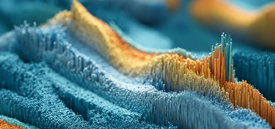 Image of AI depicted multidimensional terrain