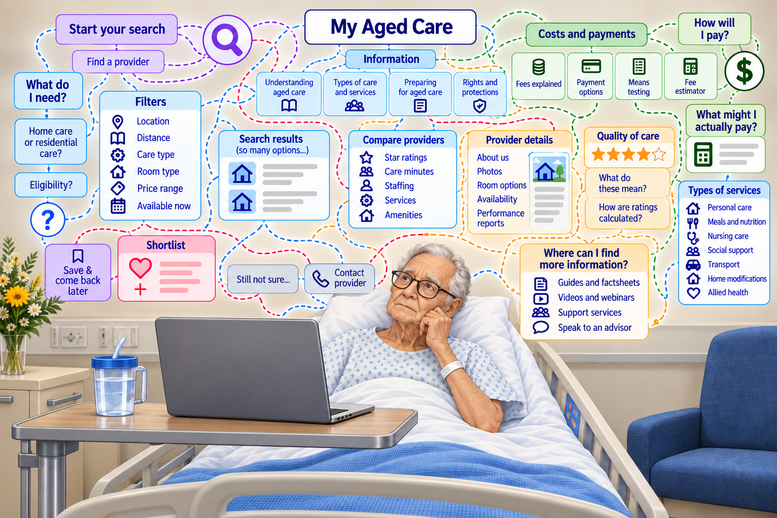 My Aged Care hospital navigation infographic