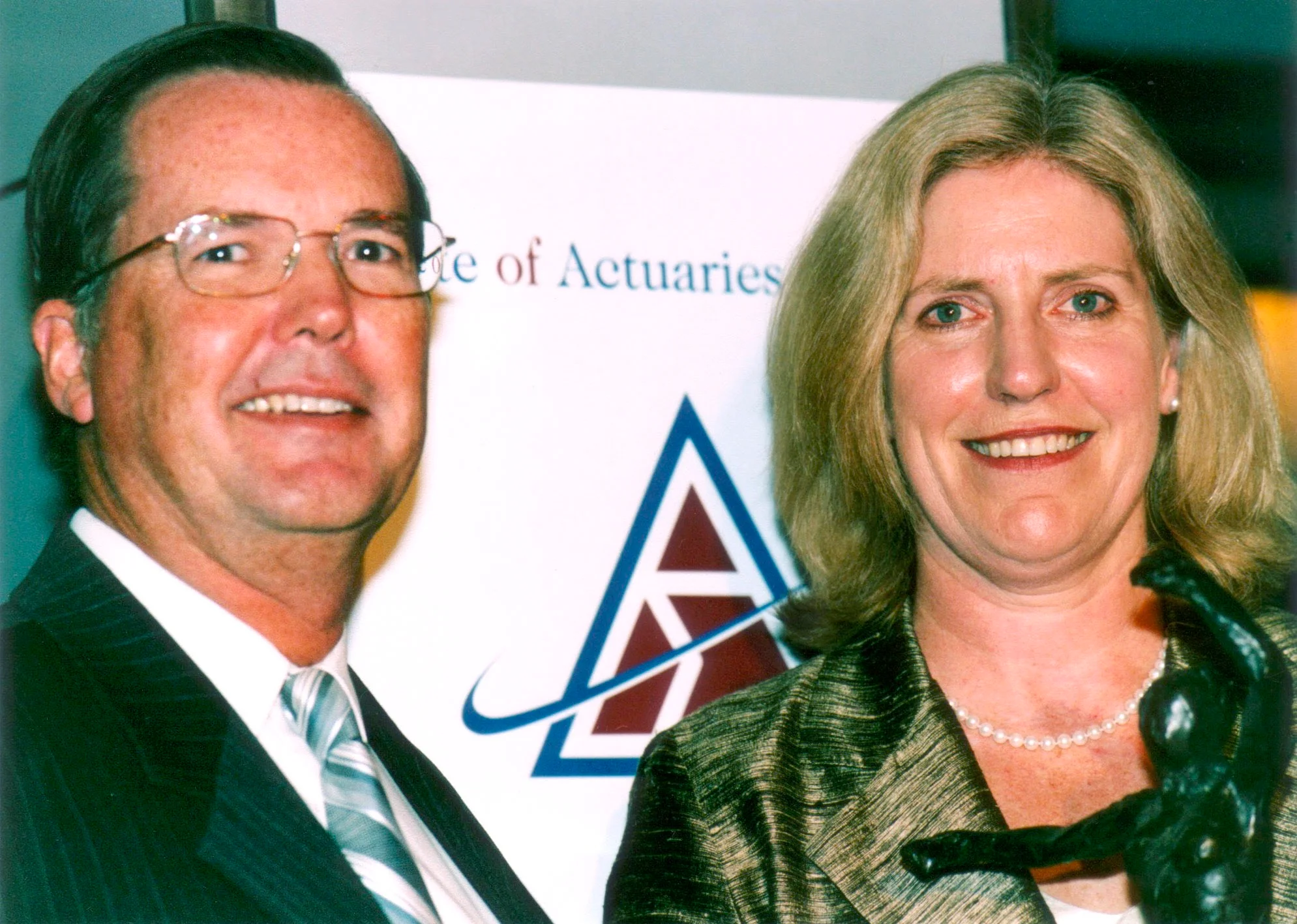 Anthony with then Actuaries Institute CEO, Catherine Baldwin, in the early 2000s. This was after the collapse of HIH where Anthony was doing interviews with Alan Jones on 2GB among other media appearances.