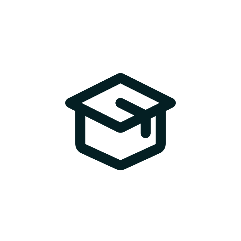 Icon - symbol of a graduation cap - black on white background