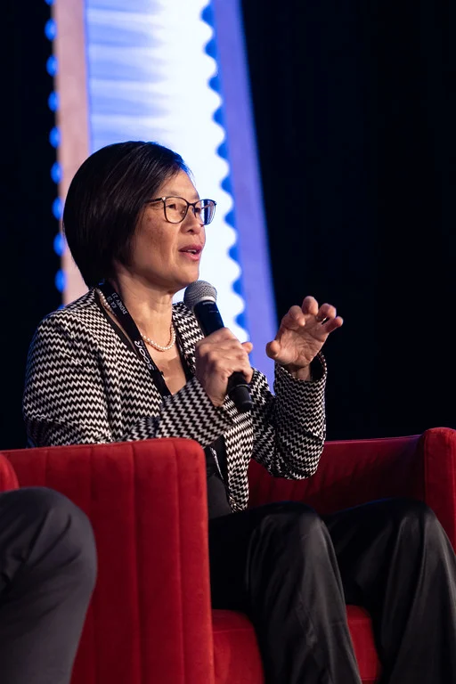 Win-Li participating in the Q&A panel portion of her presentation.