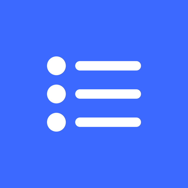 White list icon on blue background