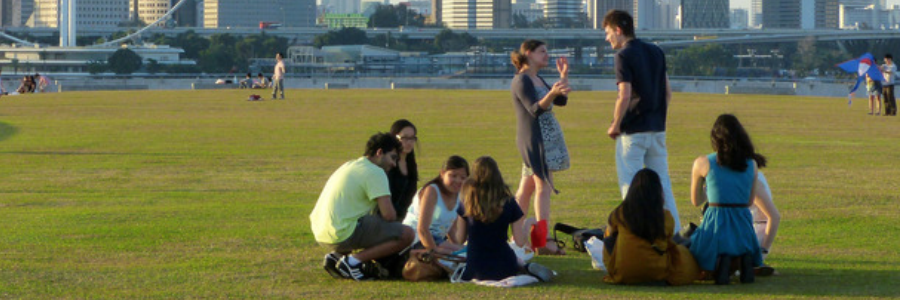 Image of friends socialising in a park