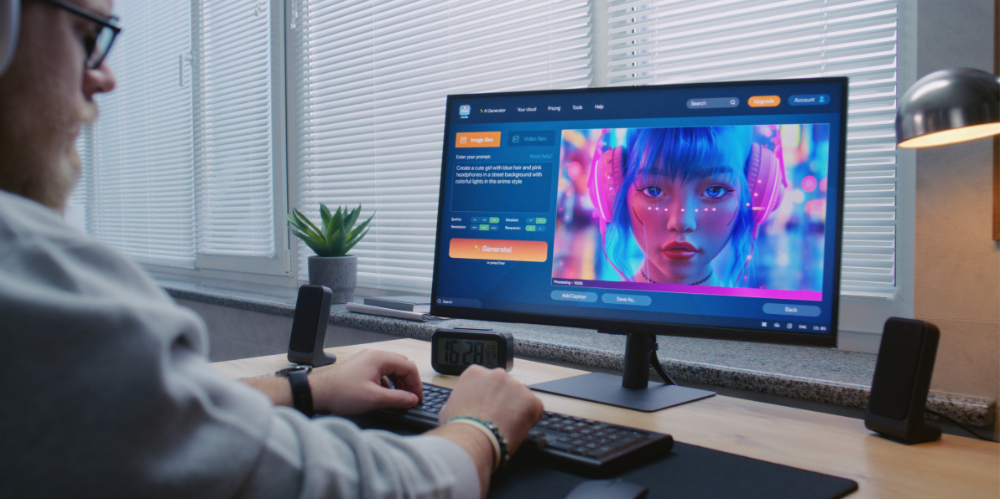 Advanced AI image generator generate detailed high-quality image of anime cyberpunk girl