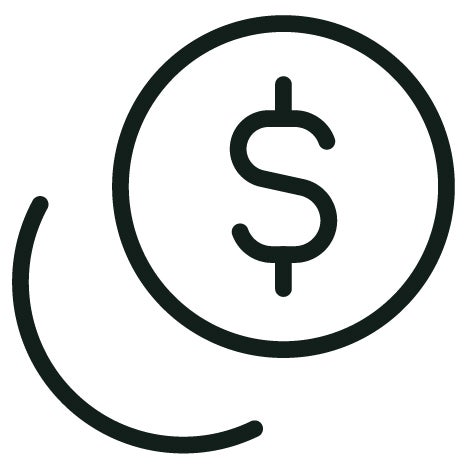 Icon dollar sign in circle with black outline colour