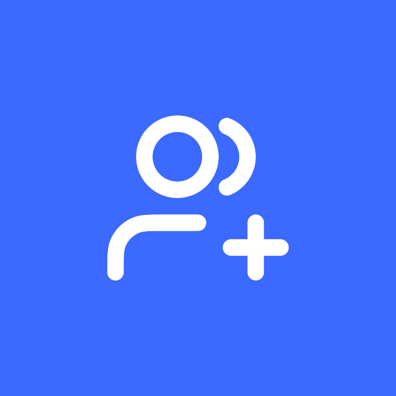 Icon of two people and plus sign.