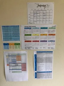 Amanda Aitken’s office wall, covered in work plans