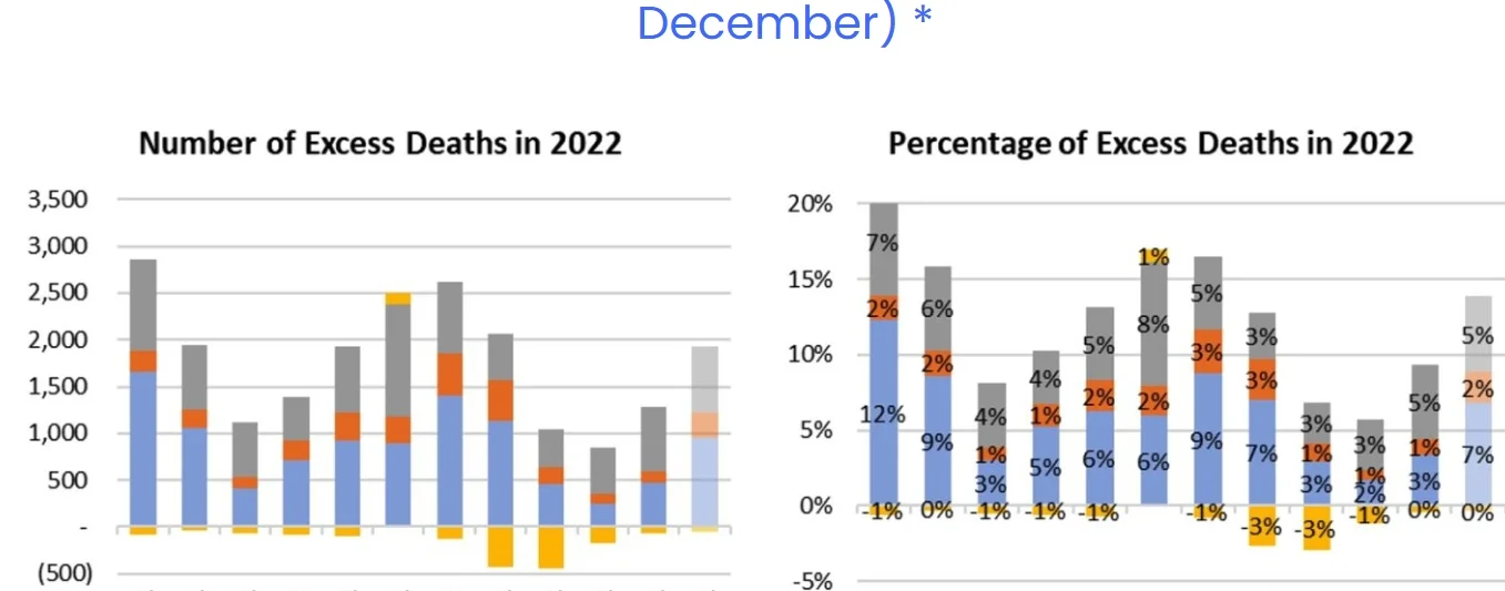 Figure 7 – Excess deaths per month in 2022 (including estimate for December) *