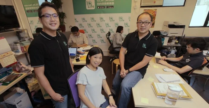 10Life Co-Founders, from left Thomson Lo, Iris Lun, and Dennis Lun. Photo: HKEJ