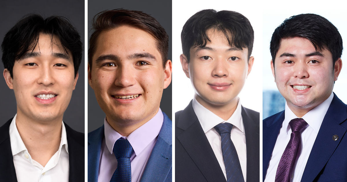 Portraits of four student prize winners.