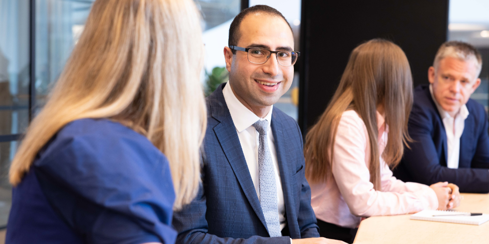 Corporate workers in a meeting