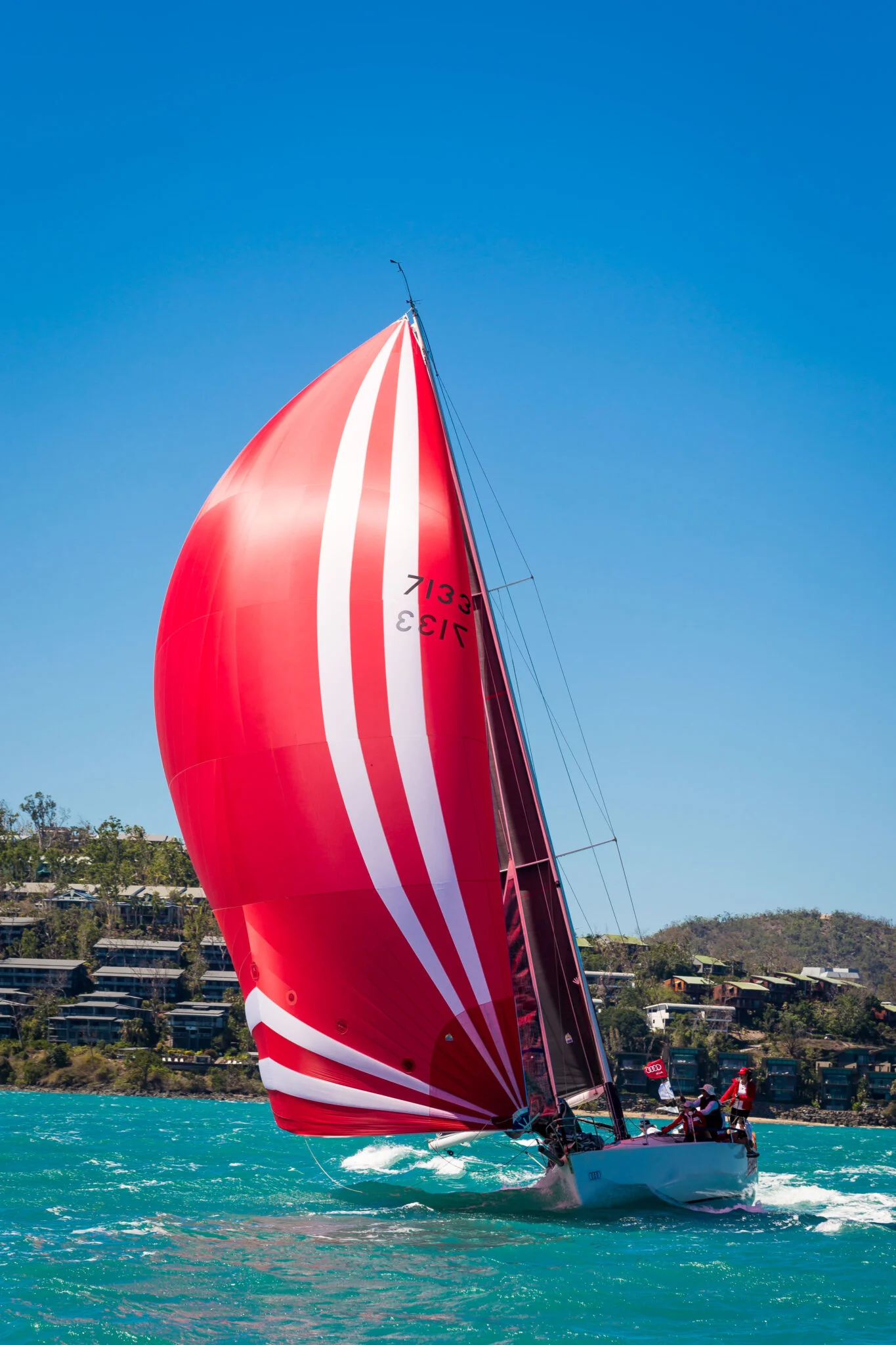 Anthony's boat Euphoria and her happy crew in 2017 when they won their division at the Hamilton Island Race Week.