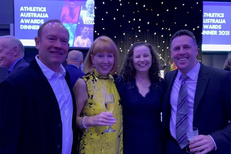 Jan hosting the 2021 Athletics Australia Gala Dinner in April 2021 and announcing the Olympic Team for Tokyo. Alongside Jan is Amy Winters, who won seven medals at three Paralympic Games, and partners.