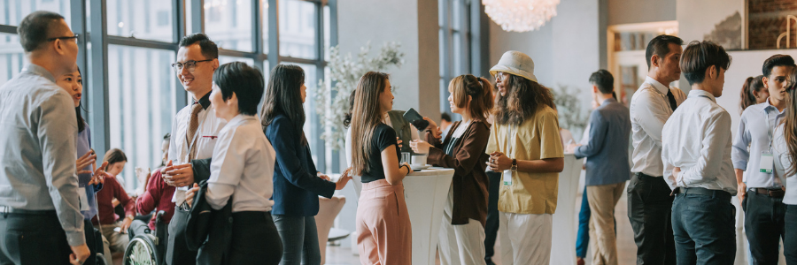 Image depicts actuaries networking 