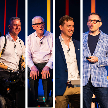 From left to right, Matthew Ames, Graeme Innes AM, Nick Kendrick and Professor Marek Kowalkiewicz presenting at IDSS 2025