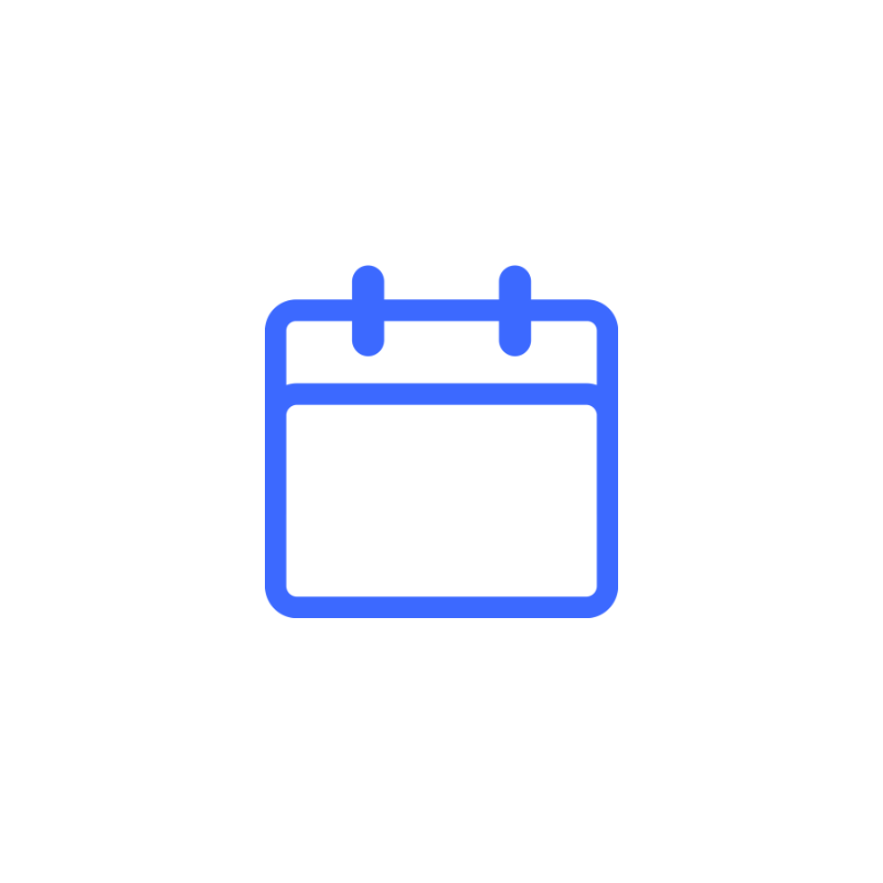 Blue calendar icon on white