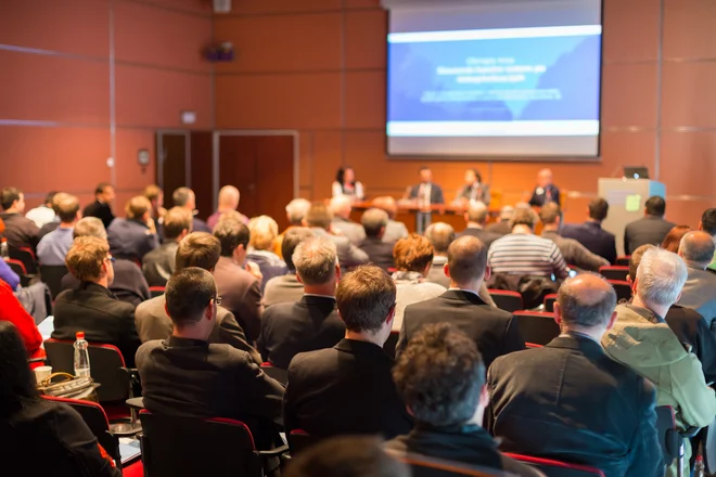 Business Conference and Presentation. Audience at the conference hall.
