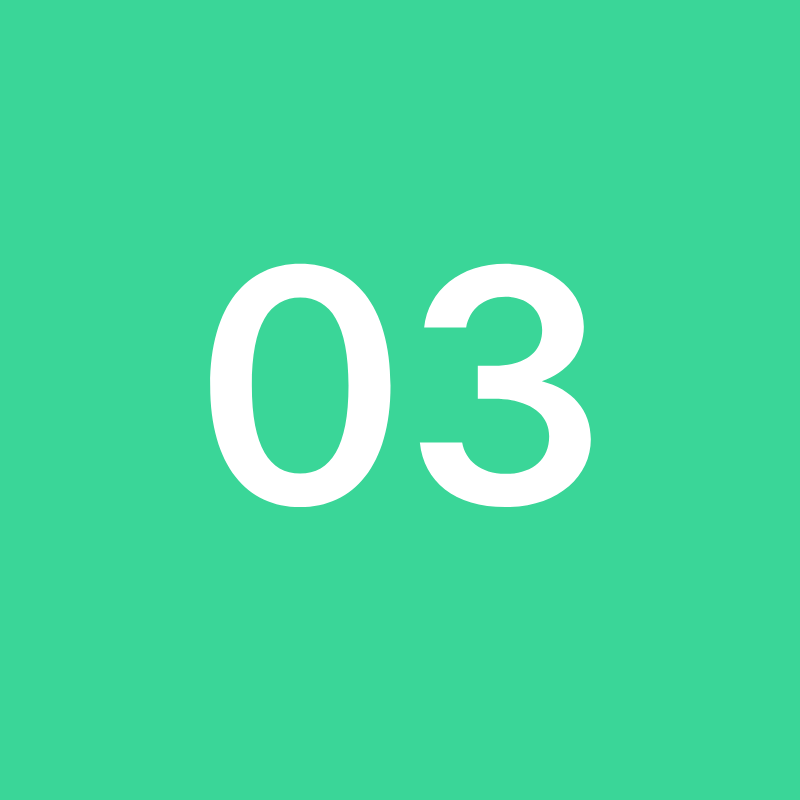 Icon number 3 with background green 