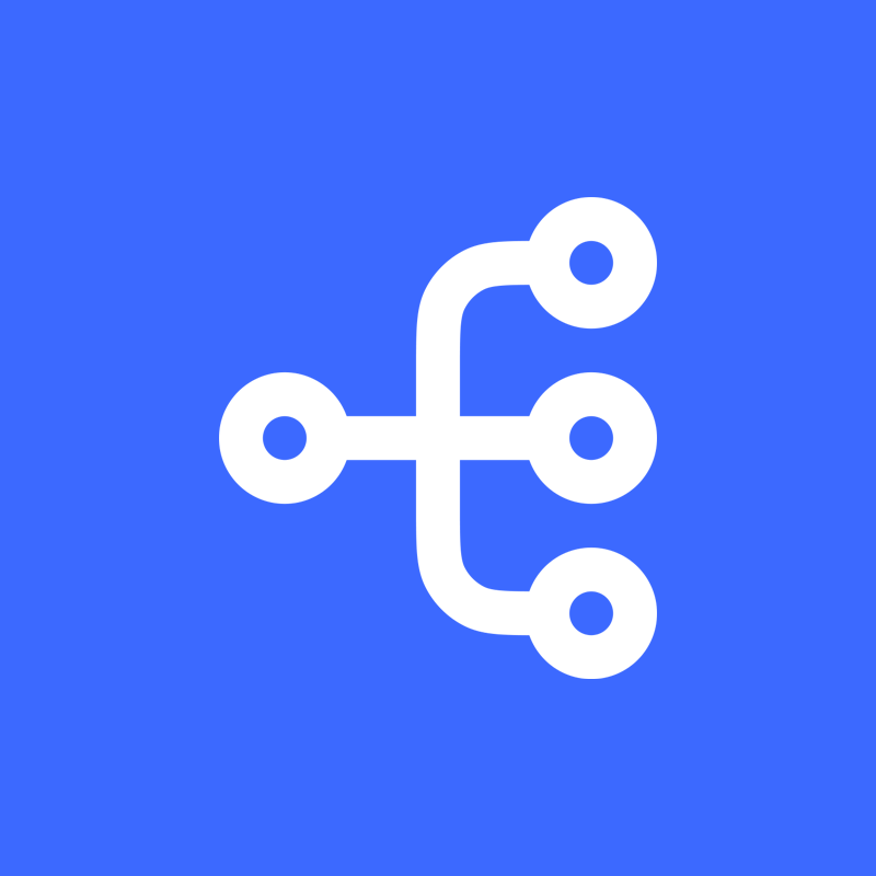 Data branching out in three directions icon.