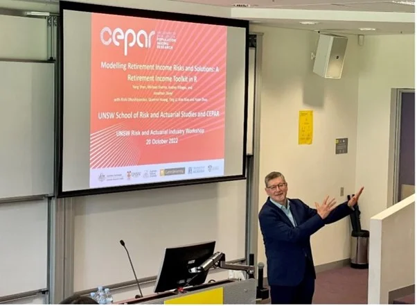 Michael Sherris presenting at a UNSW Industry Workshop